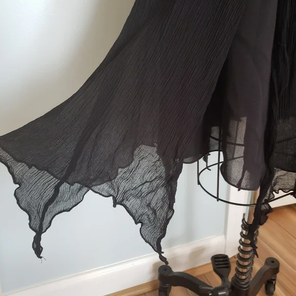 Express Black Silk Hankerchief Hem Skirt, S - Picture 3 of 11